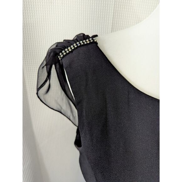 SCARLETT NITE! ELEGANT BLACK RAYON FULL LENGTH, CHIFFON BODICE DRESS! SZ 11/12 - Picture 8 of 10